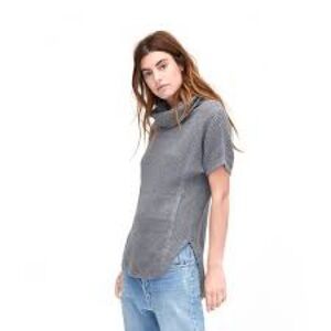 UGG Selby short sleeve turtleneck sweater in gray waffle knit cotton